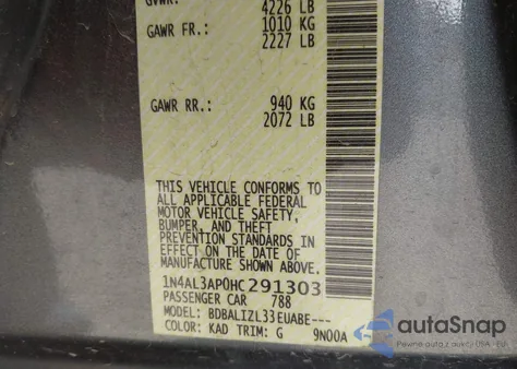 2017 Nissan Altima 2.5 Sv from USA, damaged, VIN 1N4AL3AP0HC291303